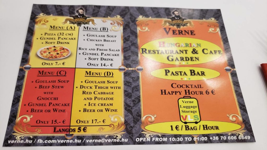 restaurant menu