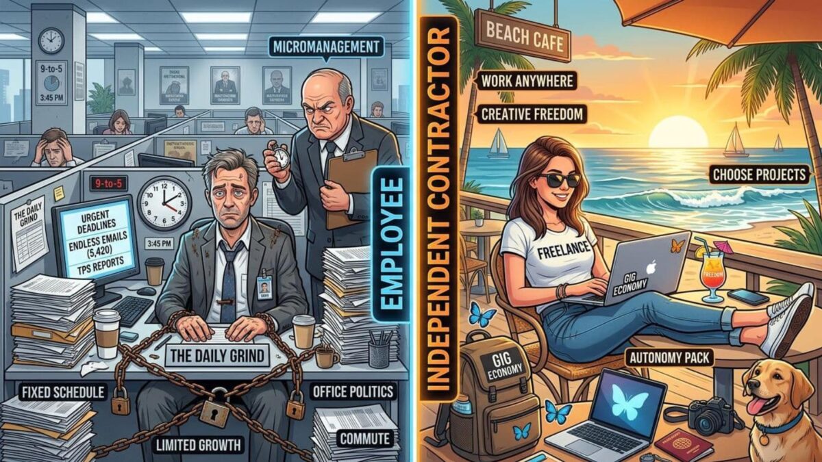 Independent Contractor vs. Employee infographic