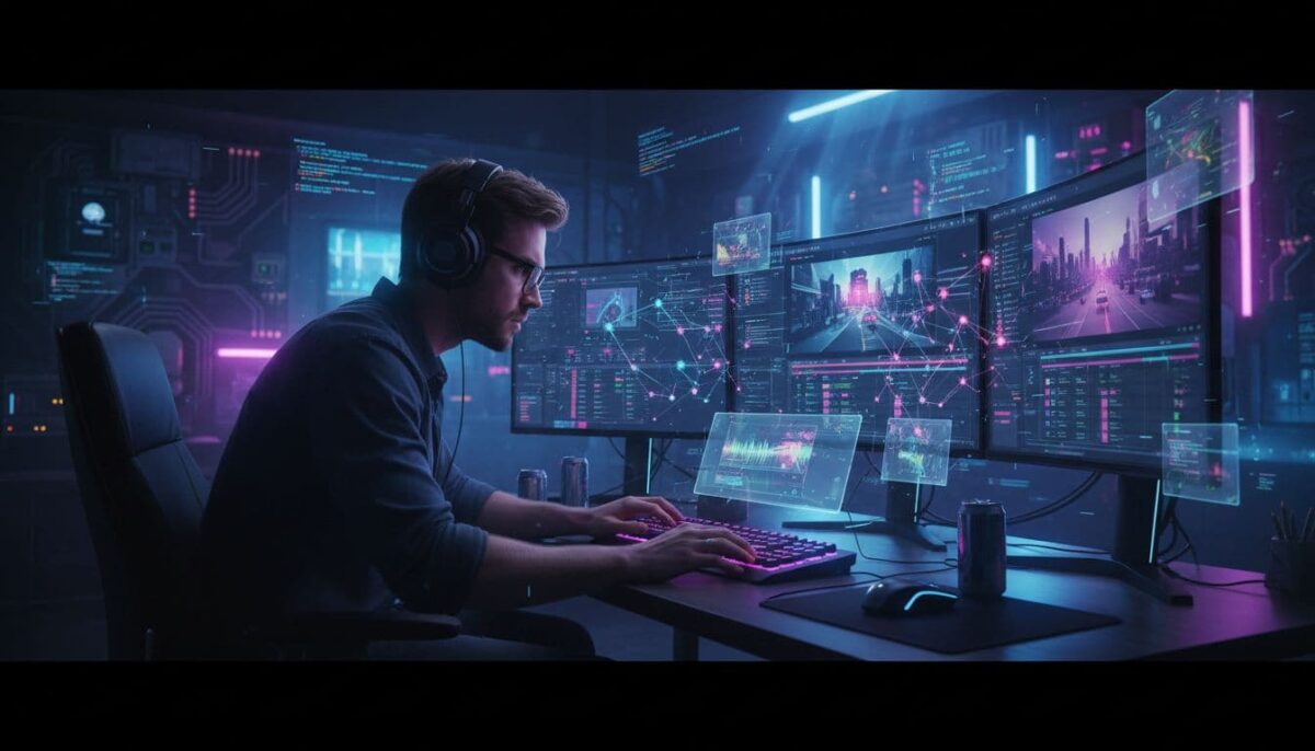 a man editing a video with AI tools