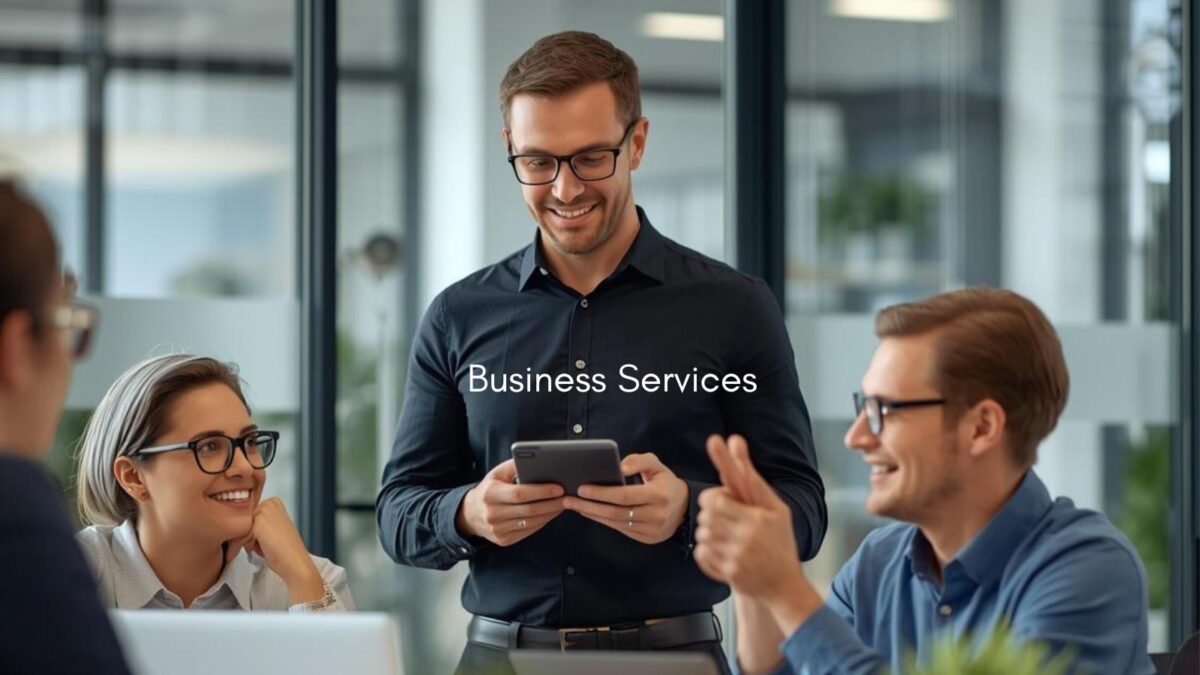 services for businesses showing a group of business people meeting
