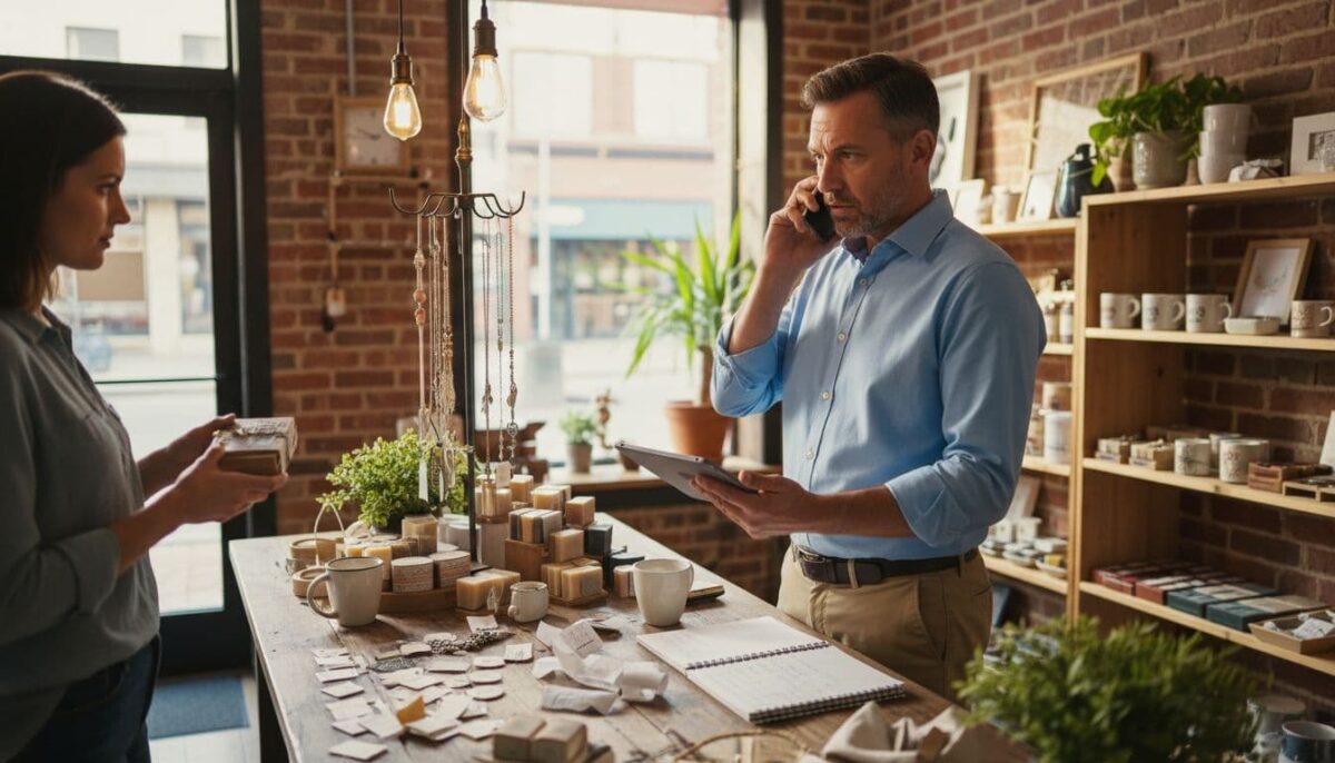 a busy entrepreneur multi-tasking