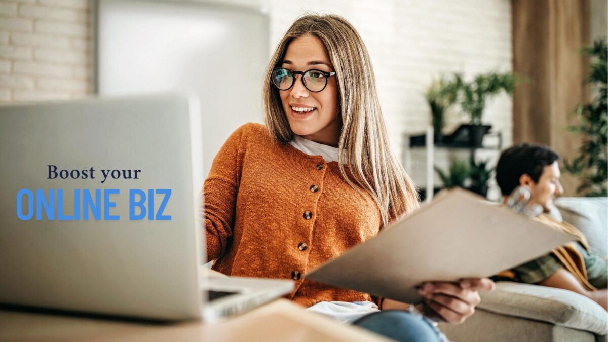 Boost Your Online Presence For Small Biz - lady on computer