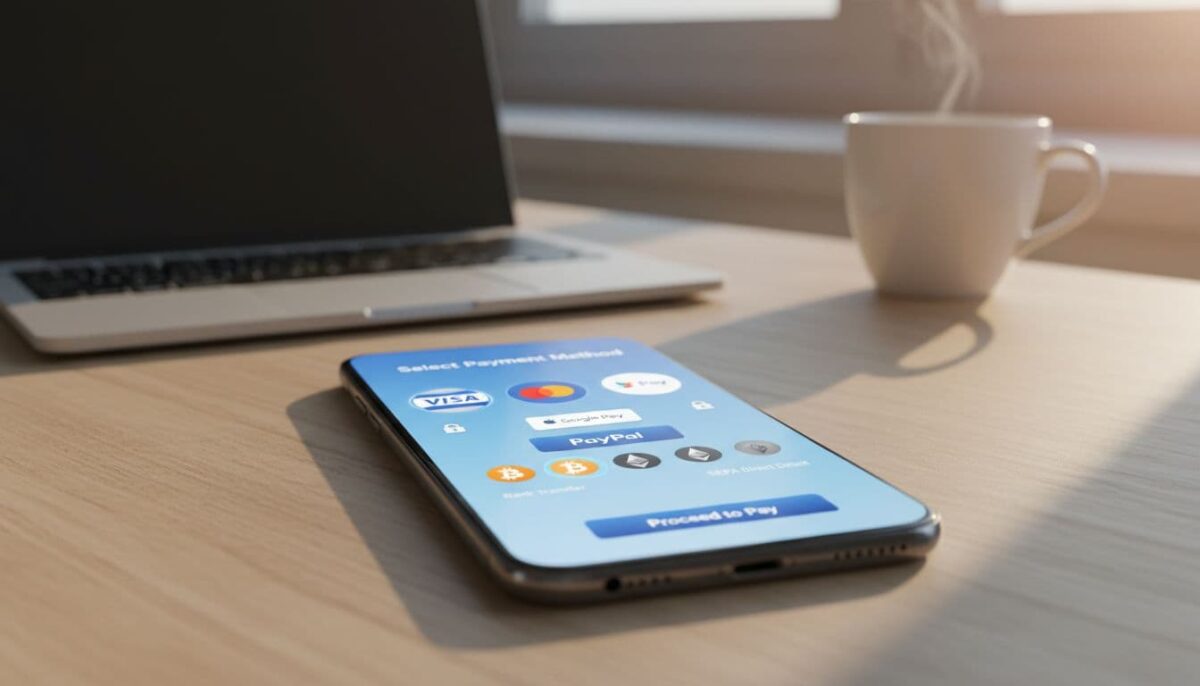 smartphone showing payment options