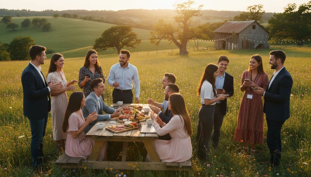 young-entrepreneurs-outdoor-networking-golden-hour Young entrepreneurs outdoors networking