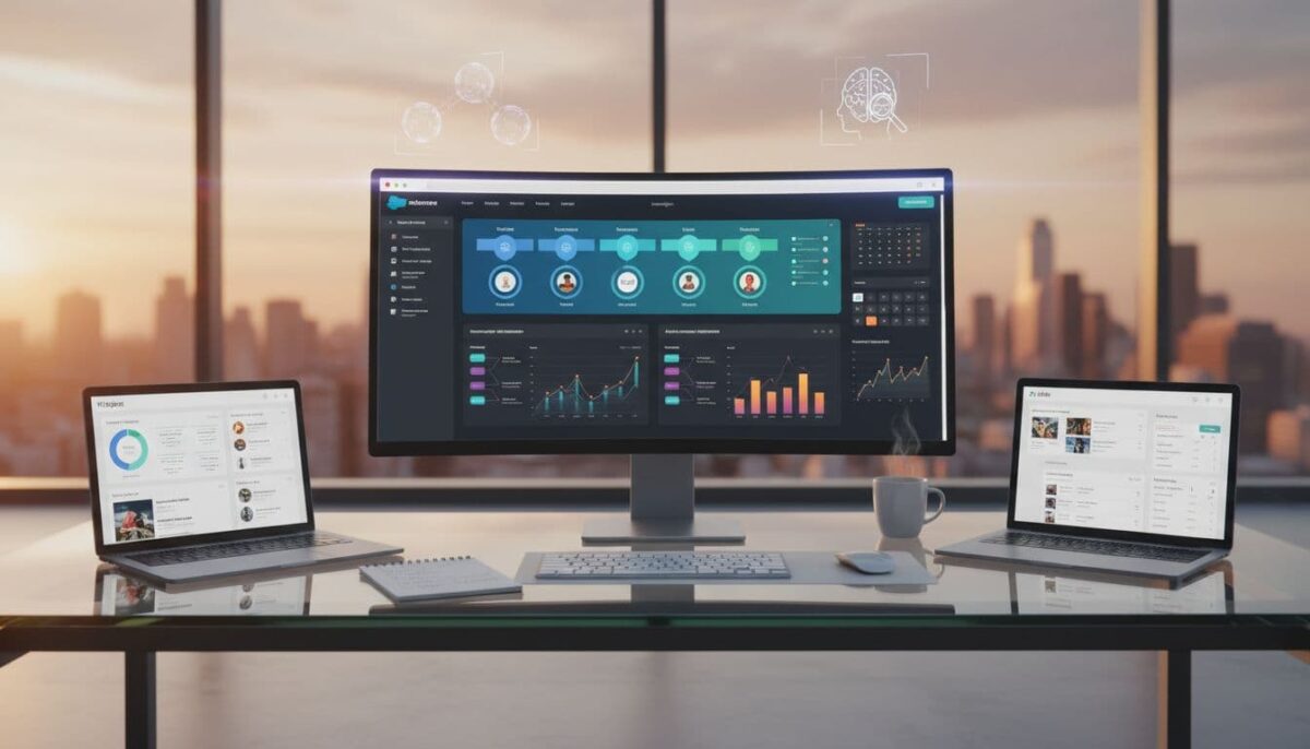 Best CRM tools for small businesses that don't cost a lot, an example of 3 on computers.
