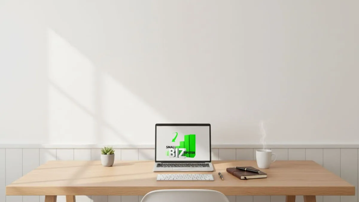 The Small Biz Tipster blog with a laptop and cup of coffee with tips for small business owners,