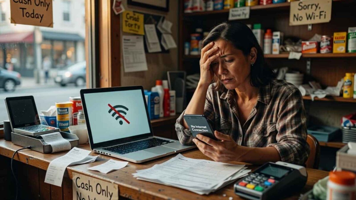 A small business owner frustrated with no internet service a small business owner frustrated with no reliable internet service