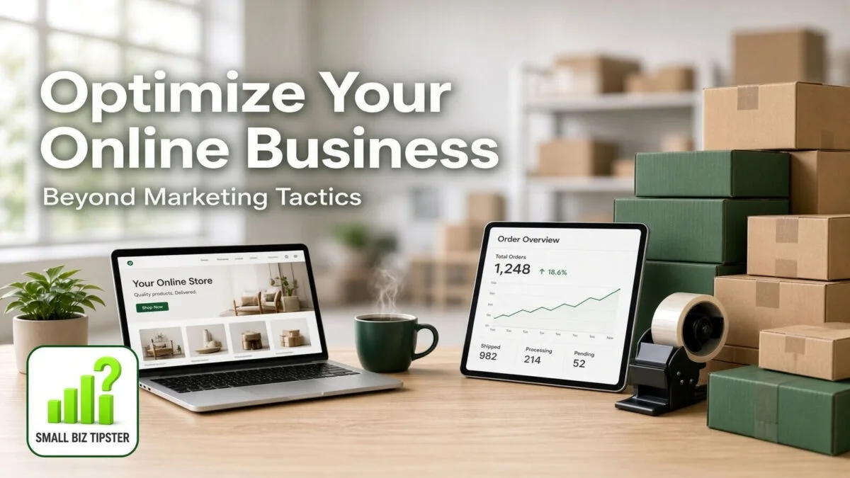 Alt: Optimize your online business beyond marketing tactics — Small Biz Tipster.
