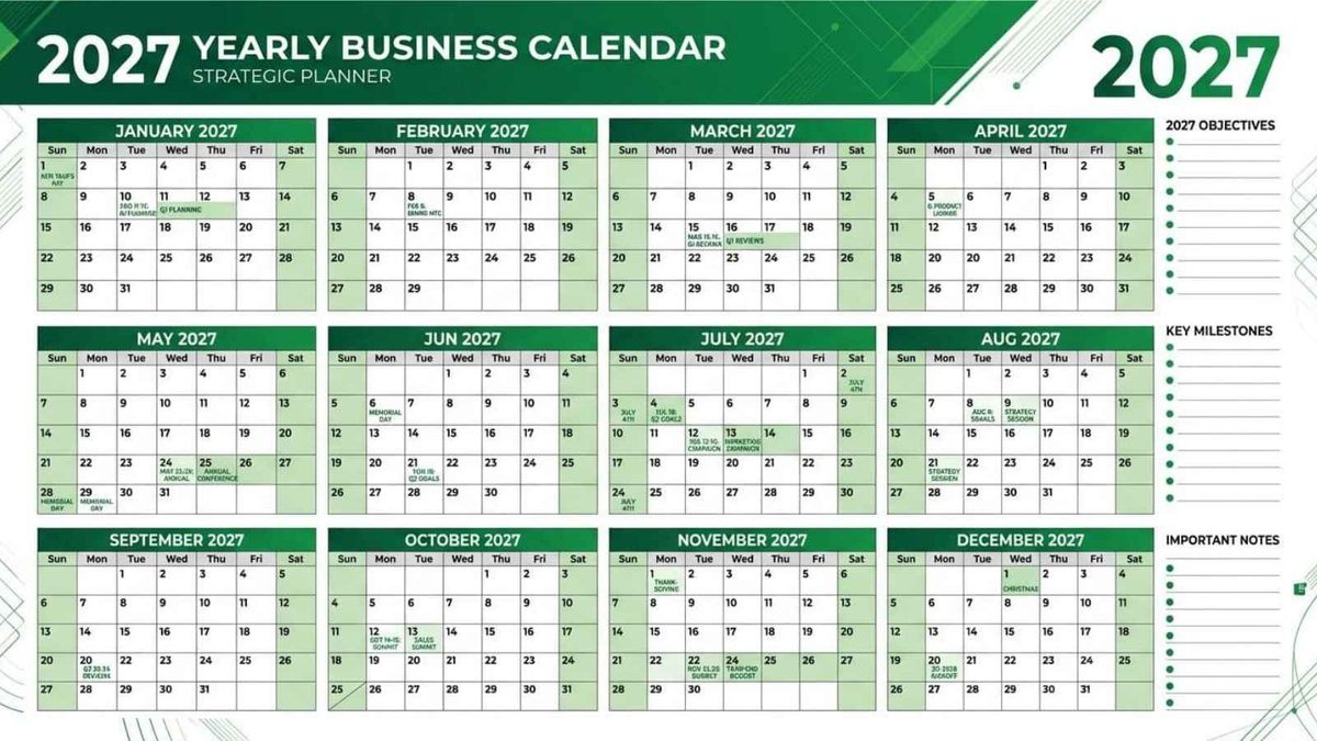 a 2027 yearly business calendar