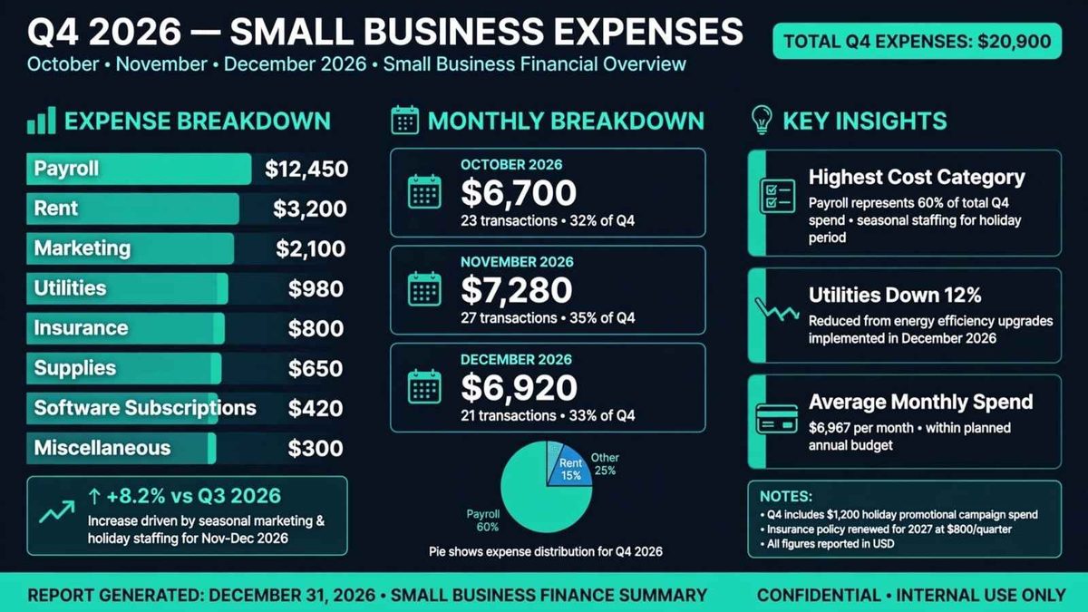a chart showing Q4 expenses in 2026 for small business owner