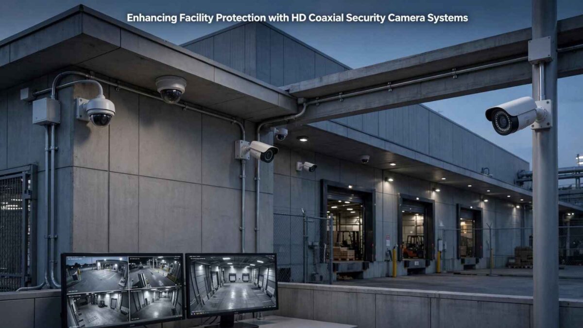 An image showing Enhancing Facility Protection: A Practical Guide to HD Coaxial Security Camera Systems.